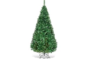 COSTWAY Sapin de Noël Artificiel 150 cm avec Pied en Métal, Arbre de Noël Artificiel pour Décoration de Noël Matériau PVC, Vert Nature