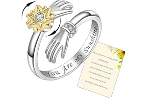 WONVIN COLLECTION 925 Sterling Silber Umarmungsringe für Frauen, I Love You Forever Love You Mutter Geschenk Schwester Geschenke Gravierte Worte Umarmung Hände Offener Ring