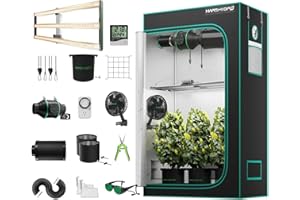 MARS HYDRO FC4000 - Kit de carpa de cultivo LED Samsung 301H EVO de espectro completo con intensidad variable para hidropónicos 1680D, 120 x 60 x 180 cm