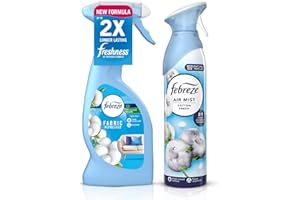 APHY ENTERPRISES Febreze Fabric Spray Cotton Fresh and Febreze Air Mist Cotton Fresh 185ml – Odour Eliminating Fabric Refresher and Air Freshener Spray Duo for Long Lasting Freshness, Home, Car, Upholstery, Bedding