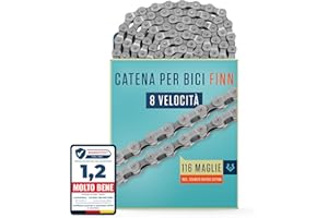 Alphatrail Catena per Bicicletta Finn 5, 6, 7, 8 Velocità 116 Maglie I Compatibile con Shimano, SRAM, KMC, Connex I Incl. Sgancio Rapido Catena
