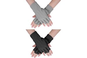 GEEHUA 2 par halvfingerhandskar, solskyddshandskar UV-skydd halkfri silikonhandflata för bilkörning cykling utomhusaktivitete