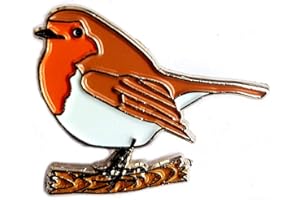 Mainly Metal ™ Enamel on Metal Pin Badge Red Robin Garden Bird Ornithology 25mm