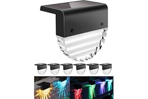 Lulizar 6 Pack Solar Lights Outdoor, 600mAh Solar Fence Light, IP65 Solar Deck Light, Outdoor Solar Step Lights, Outdoor Fence Solar Lights Warm White/Color Changing for Pathway, Patio, Stair