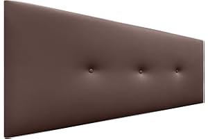DHOME Cabecero de Polipiel o Tela Acualine Liso con Botones Tapizado de Alta Gama Cabezal Lujo Cama Dormitorio Moderno Acolchado (Polipiel Chocolate, 145x50cm (Camas 120/135/140))