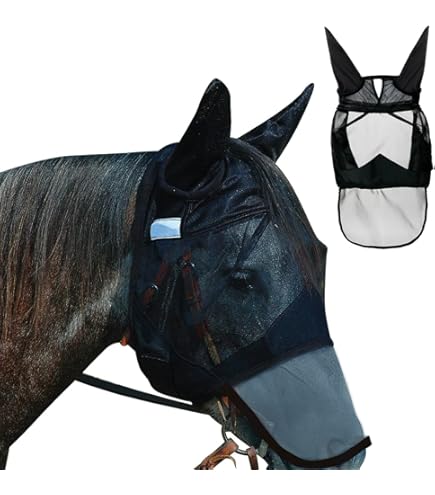 Maschera Antimosche Per Cavallo Harrison Howard - Protezione UV Con Orecchie, Taglia Extra - Foto 12