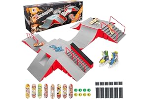 Tlater Finger Skateboard Park Kits, 14-in-1 Bigger Finger Skateboard Ramp Set DIY Montage Fingerboard Skatepark für Kinder Geburtstag Geschenk