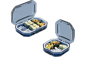 EACHPT Portapillole 2 piccoli organizer 6+4 scomparti scatola medicinali impermeabile resistente all'umidità compatto portatile
