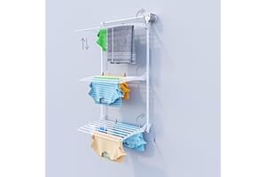 foxydry Tower - Étendoir mural vertical - Étendoir mural - Pour intérieur et extérieur - 88 x 52 x 137 cm (88 x 52 x 137 cm, blanc droit)