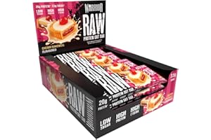 Warrior Raw Protein Bars – 12 x 75g High Protein Snack – High Fibre, Low Sugar – Ideal Meal Replacement or Healthy Nutrition Energy Snacks - Oat Bar Flapjacks – UK Made (Cherry Bakewell)
