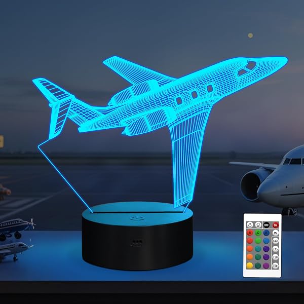 Lampe 3D Avion Corsair F4U Avec Personnalisation - 16 Couleurs - Nom Ou Message Gravé - Lampe De Chevet Ambiance