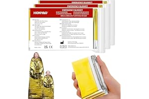 HONYAO Emergency Blankets 3pcs, Foil Blankets Gold Silver, Thermal Blanket 210×160 cm, Survival Blankets Perfect for Outdoors, Survival, Hiking, Marathons or First Aid, Tear Resistant