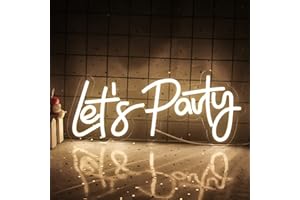 WANXING Lets Party Neon Sign Let's Party Led Sign Dimmerabile Neon Lights Decorazioni al neon per feste, feste di compleanno, decorazioni da parete per camera da letto (bianco caldo)
