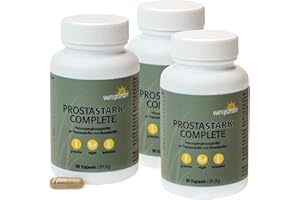 ‎WELLPURSAN GMBH Wellpursan Prostastark Complete – 3 x 90 Stück Prostata Kapseln mit Kürbiskernpulver, Sägepalmenextrakt und Granatapfelschale, Lycopin, Selen und Zink – 100% vegan und frei von Zusätzen