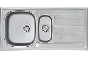 Respekta Dallas Edelstahl Spülbecken / 1,5 Becken Einbauspüle in 100 x 50 cm/Edelstahlspüle geeignet für Unterschränke ab 60 cm Breite