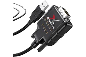 dynattenik DeStatiX A9 Câble Adaptateur USB-A vers DB9 RS232 avec 9 LED d’Indication, FTDI, Protection ESD, Convertisseur Port COM pour Applications Industrielles, Compatible Windows 11, macOS, Linux