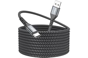 SUNGUY Kabel USB na USB C 5m, kabel USB C do szybkiego ładowania, kabel USB A na USB C do ładowania i transmisji danych w oplocie do Galaxy S24/S20, Google Pixel 8/8 Pro, Phone 15 Pro Max