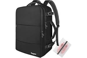 Taygeer Sac a Dos Voyage Cabine Avion, Bagage à Main 45x36x20 Easyjet, Sac à Dos pour Ordinateur Portable 15.6 Pouces USB Charging Port, Sac a Dos Voyage Femme Homme Collège Affaire Scolaire, Noir