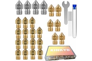 XIN-KYD 25 boquillas para impresora 3D,MK8 para cabezal de impresión de extrusora, compatible con Makerbot Creality CR-10 All Metal Hotend, Ender 3 Ender 3 V2 Ender 3Pro ender 3 max Ender 5/5pro/Prusa i3