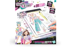 CANAL TOYS C Toys podświetlana tablica – tryb z kreatywnym zestawem – stół kreślarski LED z ołówkami, szablonami i naklejkami – designerski zestaw ubrań z akcesoriami dla dzieci