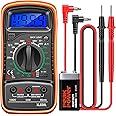 Multimeter,Digital Multimeter Voltmeter Battery,True Rms Voltmeter Ammeter Ohmmeter Measures AC/DC Voltage,Resistance, Diodes, Continuity, Transistor with Test Leads & Backlight LCD,Data Hold Function