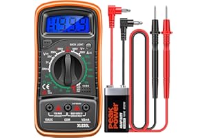 SUMWITUM Multimeter,Digital Multimeter Voltmeter Battery,True Rms Voltmeter Ammeter Ohmmeter Measures AC/DC Voltage,Resistance, Diodes, Continuity, Transistor with Test Leads & Backlight LCD,Data Hold Function