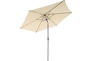 NEXOS TRADING Nexos Sonnenschirm Ø 290 cm Stahl Gestell UV Schutz UPF 50+ Gartenschirm Marktschirm mit Kurbel, neigbar Schirmstoff Creme wasserabweisend Höhe 230 cm