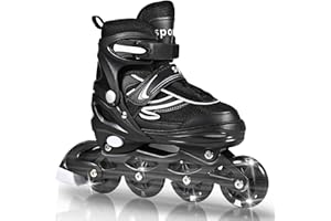 LIRENGUI Pattini in linea per bambini bambina e ragazzi ragazze, Regolabili pattini in linea a 4 ruote per adolescenti e adulti con ruote luminose per lo sport