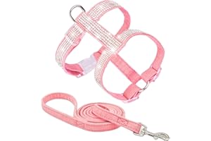 BT BEAR Ensemble harnais et laisse pour chat - Avec strass - Anti-fuite - Réglable - En daim - Pour petits chats - Pour les grands chats - Pour promener en voyage - Taille S, rose