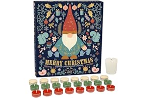 AIRPURE Gnome Merry Christmas Scented Candle Advent Calendar. Countdown to Christmas with a surprise candle for every day. 23 x Tea Lights & 1 x Votive Candle for Xmas Eve. Luxury Premium Advent *VEGAN*