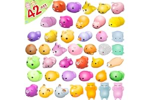 Dioju 42Pcs Mochi Squishy Toys, Mini Toys Kawaii Squishies Bulk, Squishys Fidget Toys, Goody Bag Stuffers Party Bag Fillers, Squishy Toys Bulk, Stress Relief Toys Prizes for Kids Party Favors