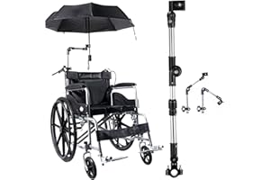 HOVEELUTY Soporte para paraguas para cochecito, retráctil, ajustable a 180°, plegable, de acero inoxidable con base antideslizante para cochecitos de bebé, sillas de ruedas, bicicletas y bicicletas eléctri