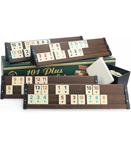 Birsppy Okey Takimi Cafe Holz Ahsap Rummy Set mit Melamin Steine und