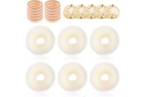 LLOUSSAK Donut Hair Haardonut Maker Set mit 6 Stück Haardutt mit 5 Stück Elastische Haarnetz 10 Stück Haarband Duttkissen Frisurenhilfe Set Dutt Maker für Kurzes und Dünnes Haar Frauen Mädchen