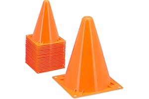 Relaxdays Pylonen 20er Set, Slalomhütchen, für Kinder, Fußball, Training, Markierungskegel, 18 cm, Hundesport, orange