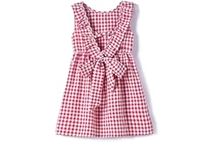Beganly Vestito per bambini per bambine in cotone volant senza maniche schiena swing bambini abiti casual