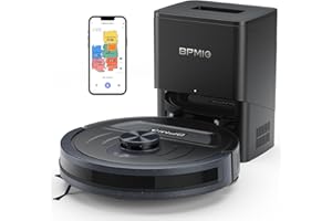 BPMIO Robot Aspirapolvere e Lavapavimenti con Stazione Auto-Svuotante, Pulizia Senza Sforzo per 60 Giorni, 5500Pa, Navigazione LiDAR, 120 Minuti, Alexa/WiFi/App, Ideale per Pelo di Animali
