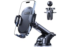 Miracase Universal Support Téléphone Voiture 【Fiable Ventouse & Clip Qualité Militaire 】 Porte Telephone Voiture【3-en-1】 Ventouse Pare-Brise Tableau de Bord Compatible avec Tous Les Smartphones