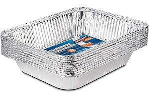 CATERSERVE Large Disposable Aluminium Foil Trays Containers For Baking Roasting Broiling Cooking Food Storage & More Gastronorm Half Size Pans 32 x 26 cm Pack Of 10