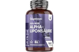 ‎WEIGHTWORLD Alpha Liponsäure Kapseln - 650mg pro Portion - 180 vegane Reine ALA Kapsel - 6+ Monate Vorrat - 1 Kapsel alle 3 Tage - Alpha Lipoic Acid - Glutenfrei & Frei von Magnesiumstearat - WeightWorld