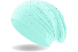 Hatstar Damen Beanie Mütze | mit edler Nieten Applikation | Mädchen Mütze | elastisches Slouch Long Beanie | leicht und weich