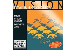 THOMASTIK-INFELD Thomastik Cuerdas para violín Vision Titanium Orchestra Synthetic Core juego 4/4 mediana con Mi acero liso