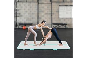 AOHUADA Tapis de gymnastique gonflable de 4 m avec sac de transport et pompe à air électrique, tapis de yoga, tapis de sport, yoga, gym