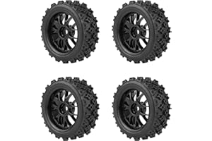 ZLXHDL Neumáticos RC, Ruedas RC, Neumáticos Todoterreno 1/10, Neumáticos De Coche De Carreras RC, Neumáticos De Vehículos Todoterreno, Accesorio De Rueda De Goma para Neumáticos Traxxas Slash(Negro)