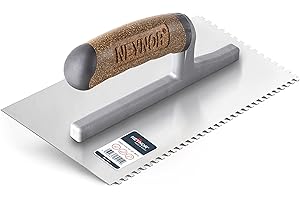 NEYNOR® llana dentada inoxidable TD - Pro llana dentada acero inoxidable - llana dentada para colocación de baldosas - Espátula dentada - Made in EU - Dentado 4x4 mm