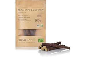 ‎FRISAFRAN FRISAFRAN | Bio süßholzwurzel stangen | licorice | Trockene Lakritzstange Süßholzstangen | 100g | Lakritz | Lakritz Salzig | süßholz | Lakritze Geschenkset | süßholz zum kauen | Lakritze Ohne Zucker