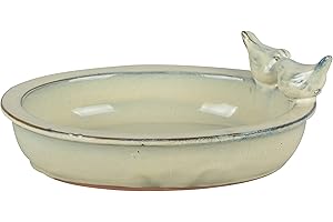 degawo 1x Vogel Tränke oval Creme grün Petrol Bad Vogelbecken Futterschale Wasserstelle