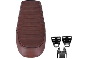 Fishlor Siège de Moto, siège de Moto en Cuir PU, Coussin de Selle Plate pour siège de Pilote de café Vintage pour Honda CG125 GN CG CB400SS(C)