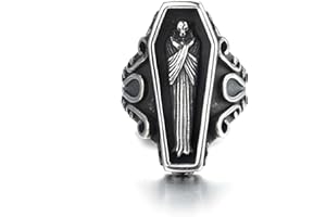 GTHIC Vintage cercueil forme Vampire anneau gothique anneaux pour hommes femmes en acier inoxydable déclaration Biker anneaux bijoux cadeau taille 6-14