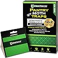 MAXGUARD Pantry Moth Traps (12 Pack +2 Free) with Extra Strength Pheromones | Non-Toxic Sticky Glue Trap for Food and Cupboard Moths in Your Kitchen | Trap and Kill Seed Grain Flour Meal Moths |